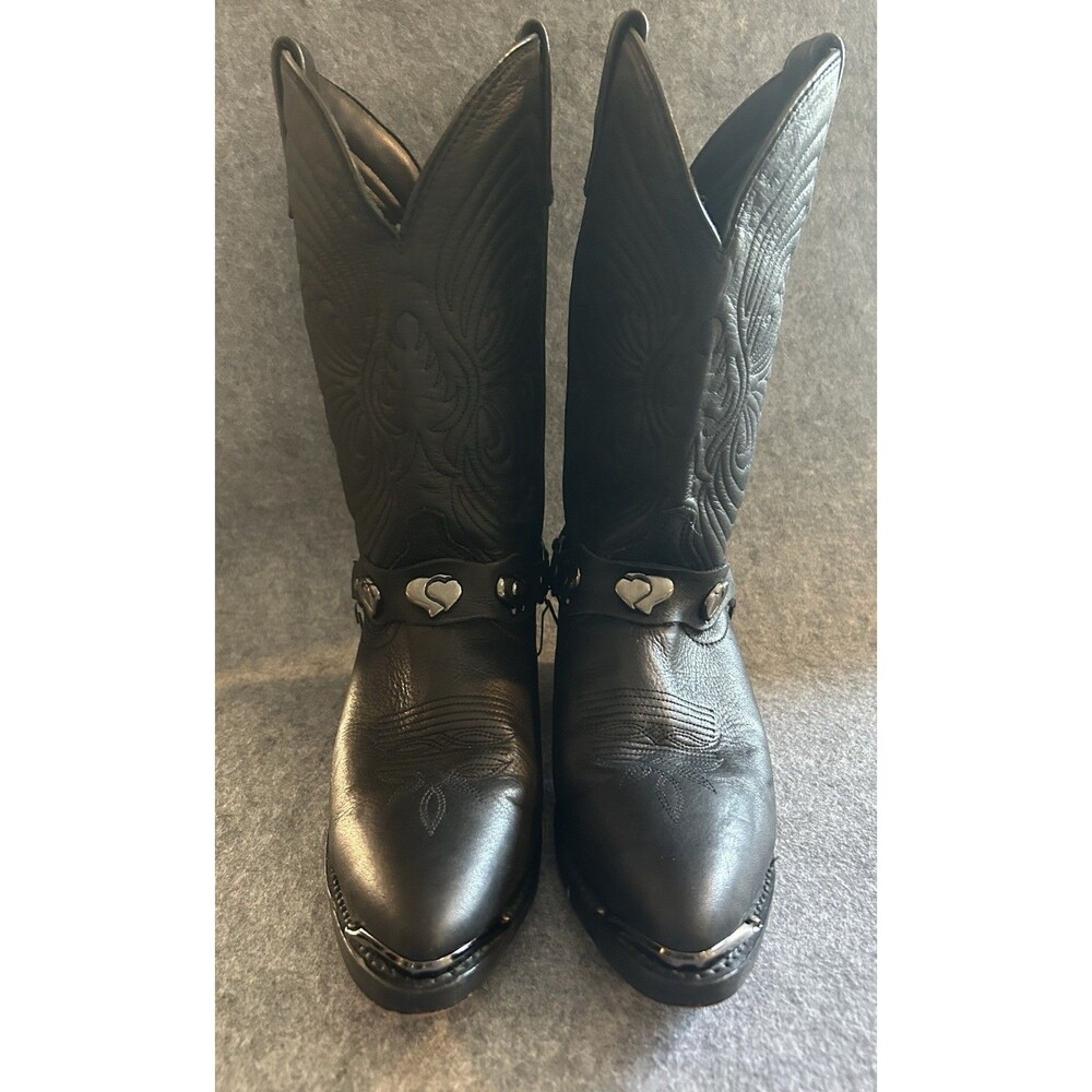 Masterson Boot Co Black Leather Cowboy Boots 7.5M, Country Cowgirl Concert Fest